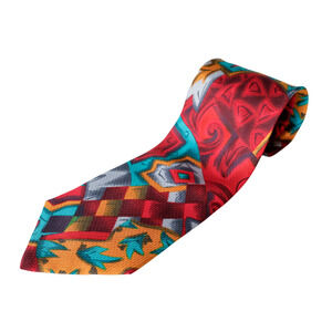 VTG Missoni Italy Silk Cubism Floral Bird Tie Retro Artsy Wedding Luxury Boho